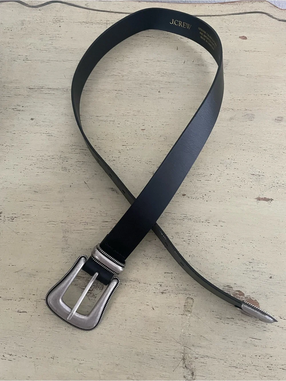 J. CREW Western buckle belt in Black Leather Size S CR829